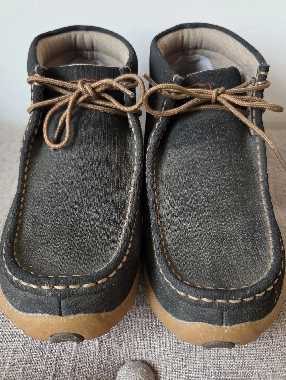 Twisted X Womens Chukka Driving Mocs, 9.5 Charcoal/Brown Water Resistant Leather - Picture 3 of 10